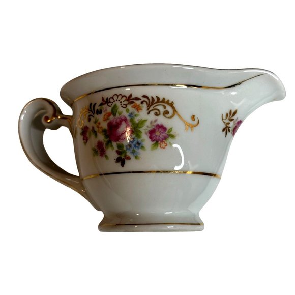 Maruichi Sugar Bowl Creamer Server China Set 40s Pink Roses Gold Discontinued - Picture 3 of 16